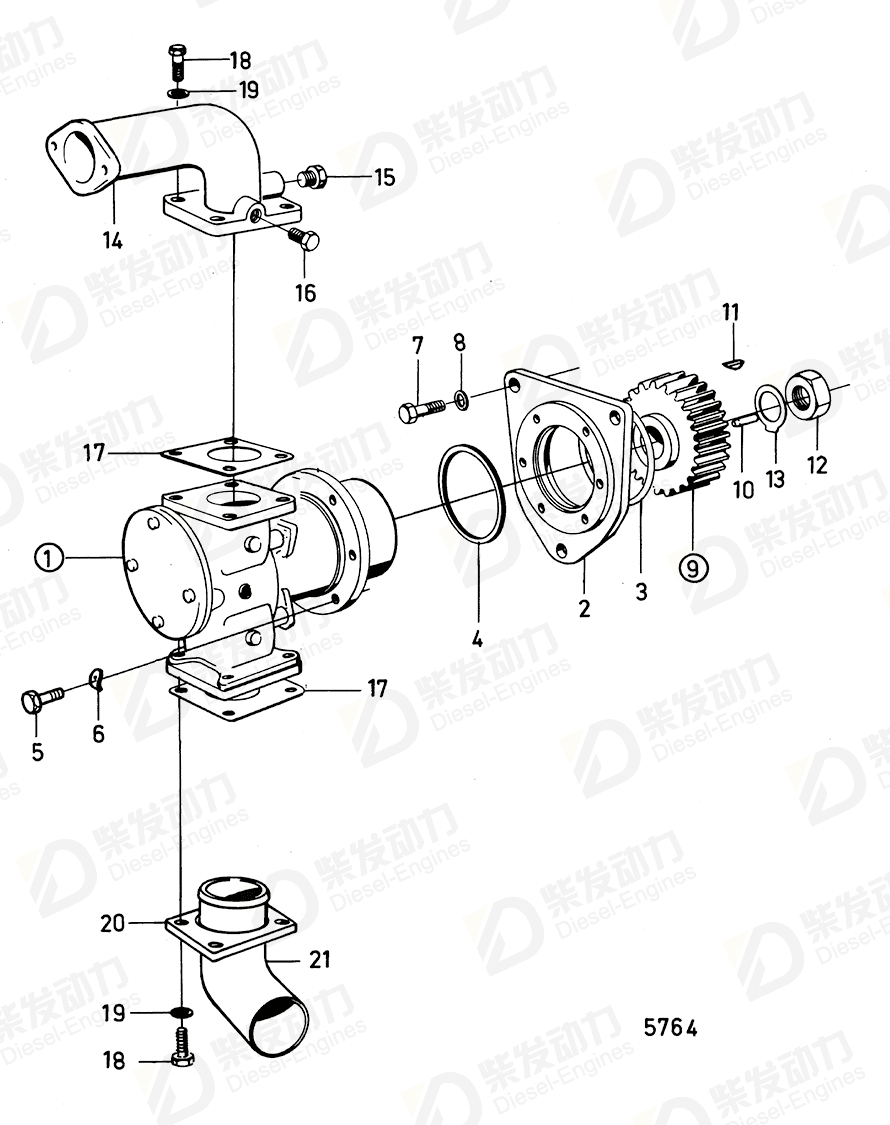 volvo penta Pipe elbow 842866 Drawing volvo penta Pipe elbow 842866 Drawing